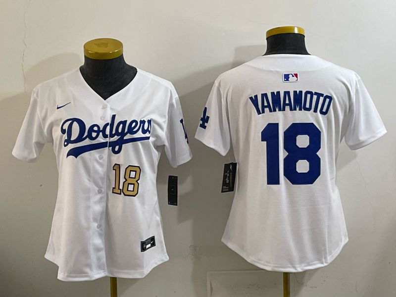 Women 2026 Nike Los Angeles Dodgers #18 Yamamoto White Game MLB Jersey 014->women mlb jersey->Women Jersey
